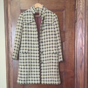 Vintage Star Houndstooth Wool Jacket - Size Small Black And White Coat